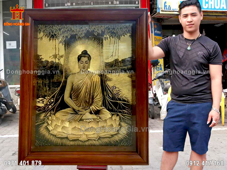 Nguyên liệu chế tác tranh Đức Phật là đồng tấm nhập khẩu có độ dày 8rem